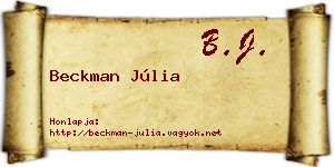 Beckman Júlia névjegykártya